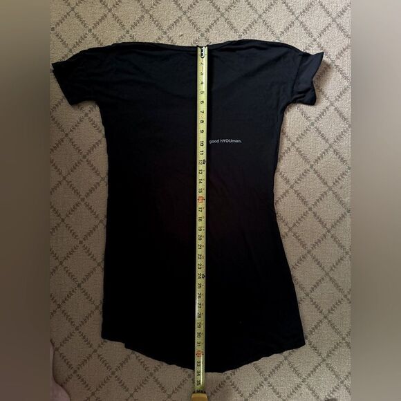 good hYOUman black short sleeved T-shirt dress with white text M - Picture 9 of 14